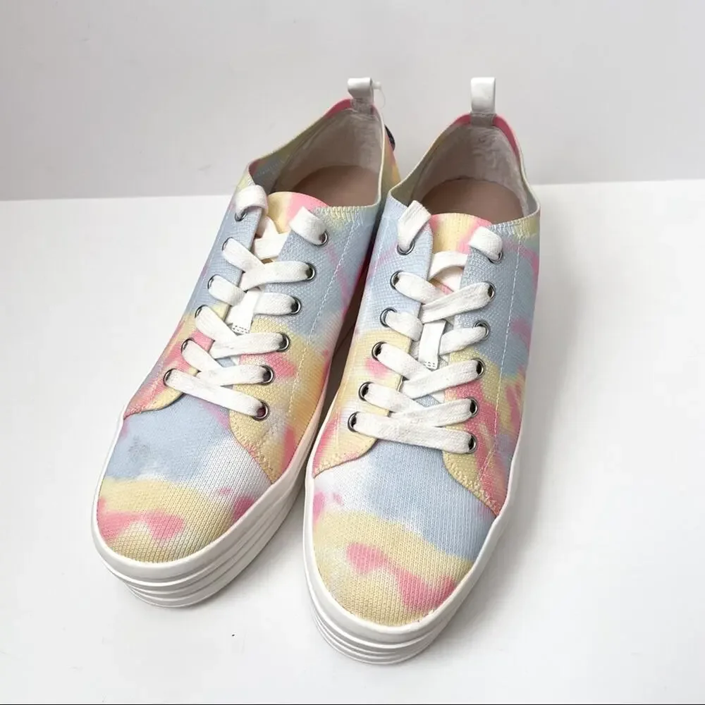 Gianni Binni Platform Lace Up Sneakers Tie Dye Multi Color 8M